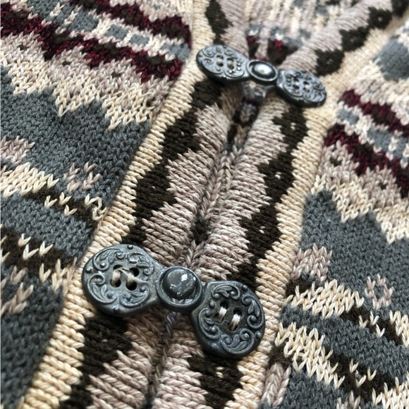 Vintage Grace Nordic Jacquard Clasp Button Cardigan Granny - Picture 5 of 11